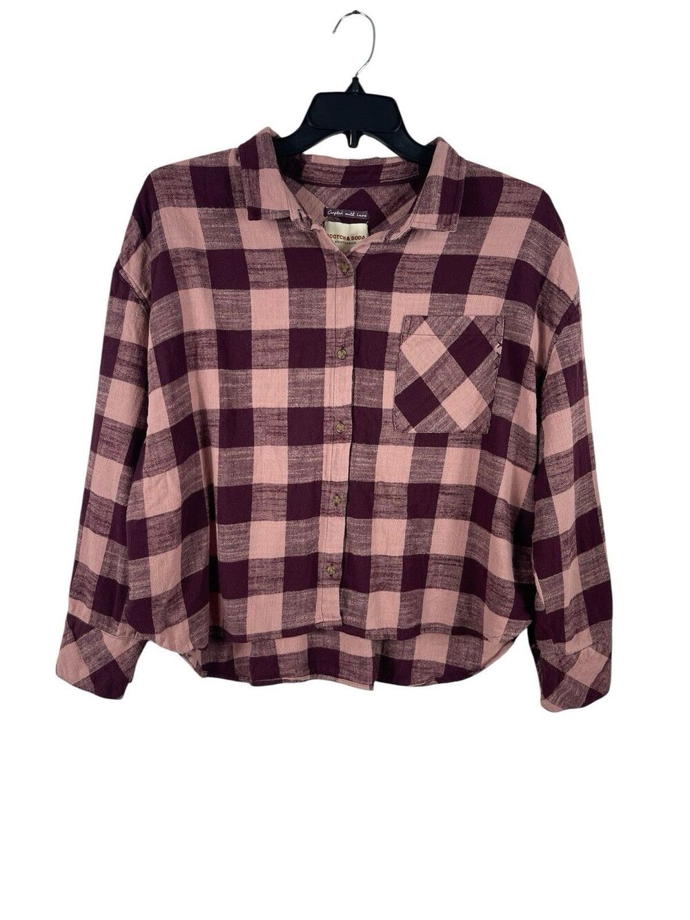 Scotch & Soda Women’s XXL Button Up Brushed Cotton Flannel Slightly Cropped Top
